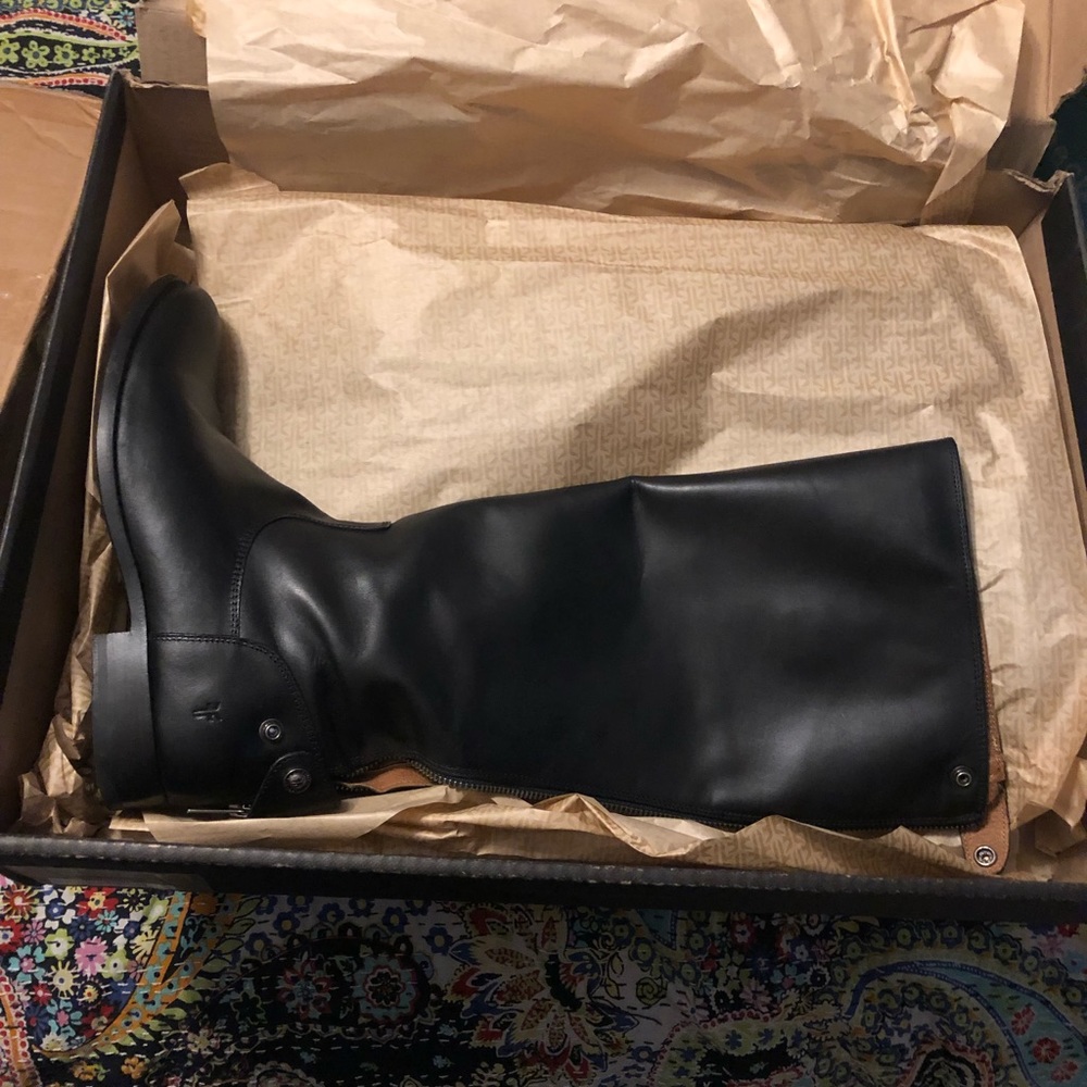 Frye black knee high riding boots size 8